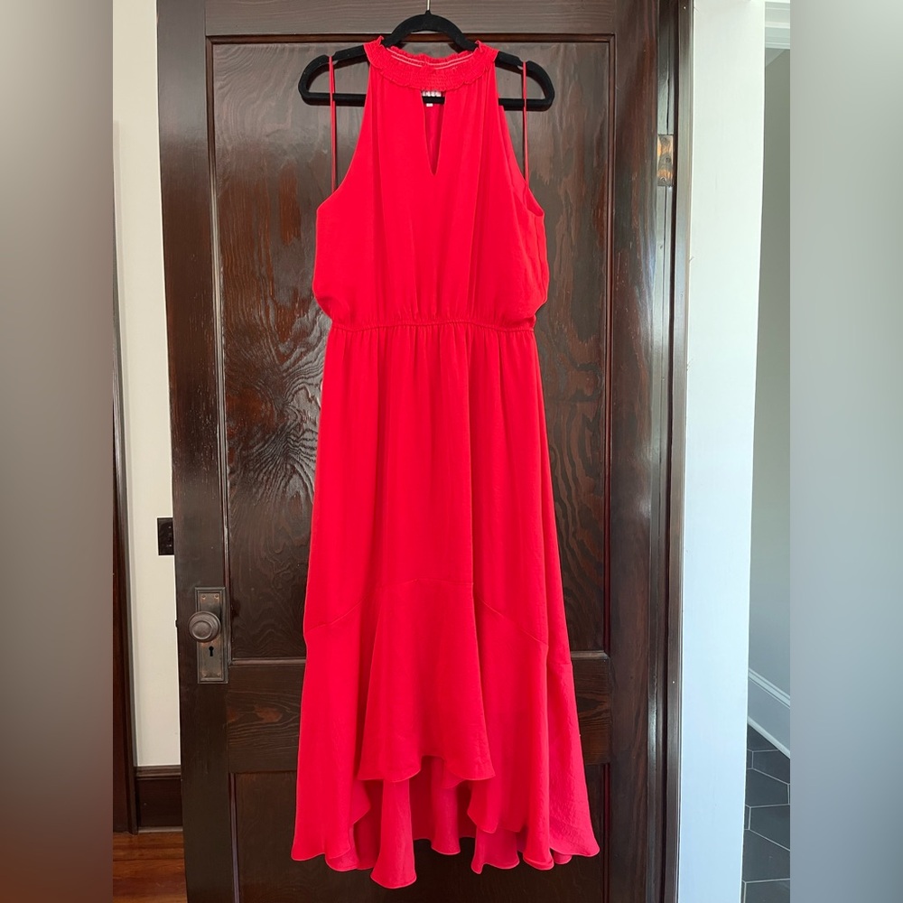 TCEC Red Ruffle High-Low Halter Dress | Size Large